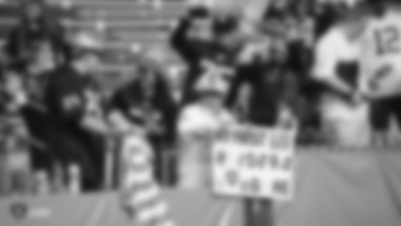 Raiders fans in the stands before the regular season game against the Los Angeles Chargers at ROKiT Field at Dignity Health Sports Park.