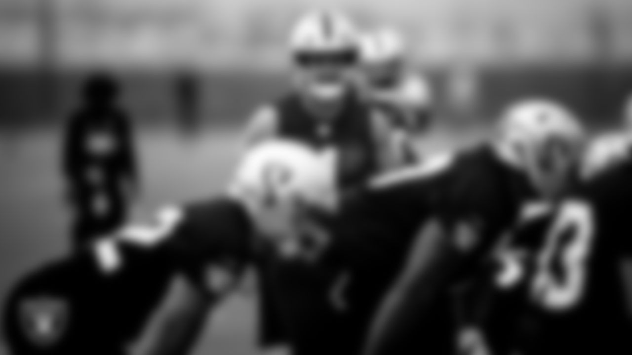 Las Vegas Raiders quarterback Derek Carr (4) during practice.