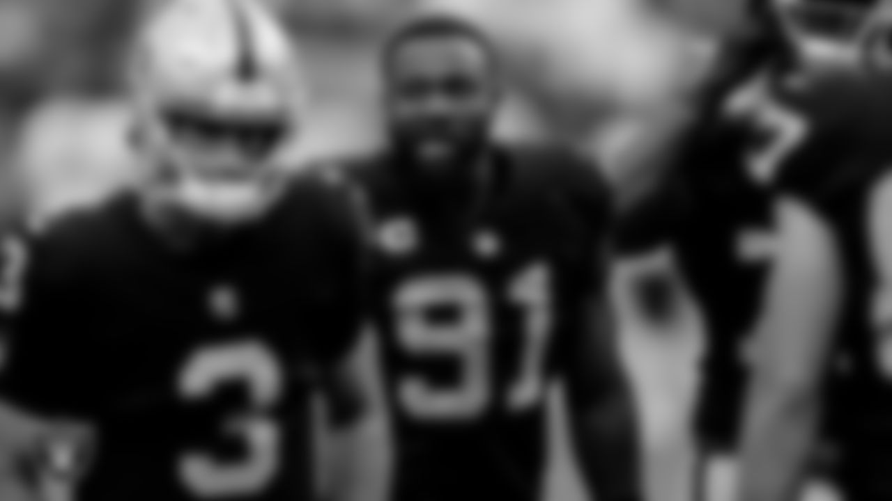 Las Vegas Raiders defensive end Yannick Ngakoue (91) during the regular season home game against the Chicago Bears.