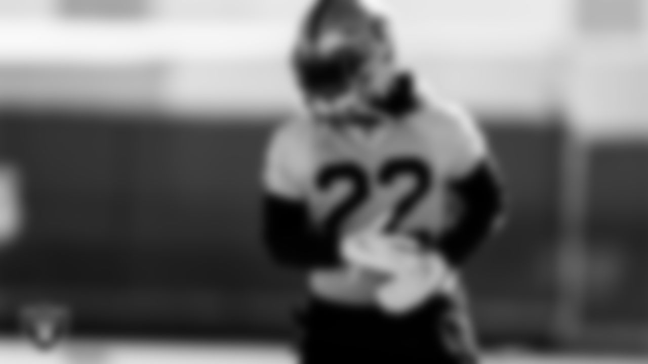 Las Vegas Raiders cornerback Keisean Nixon (22) during practice at Intermountain Healthcare Performance Center.