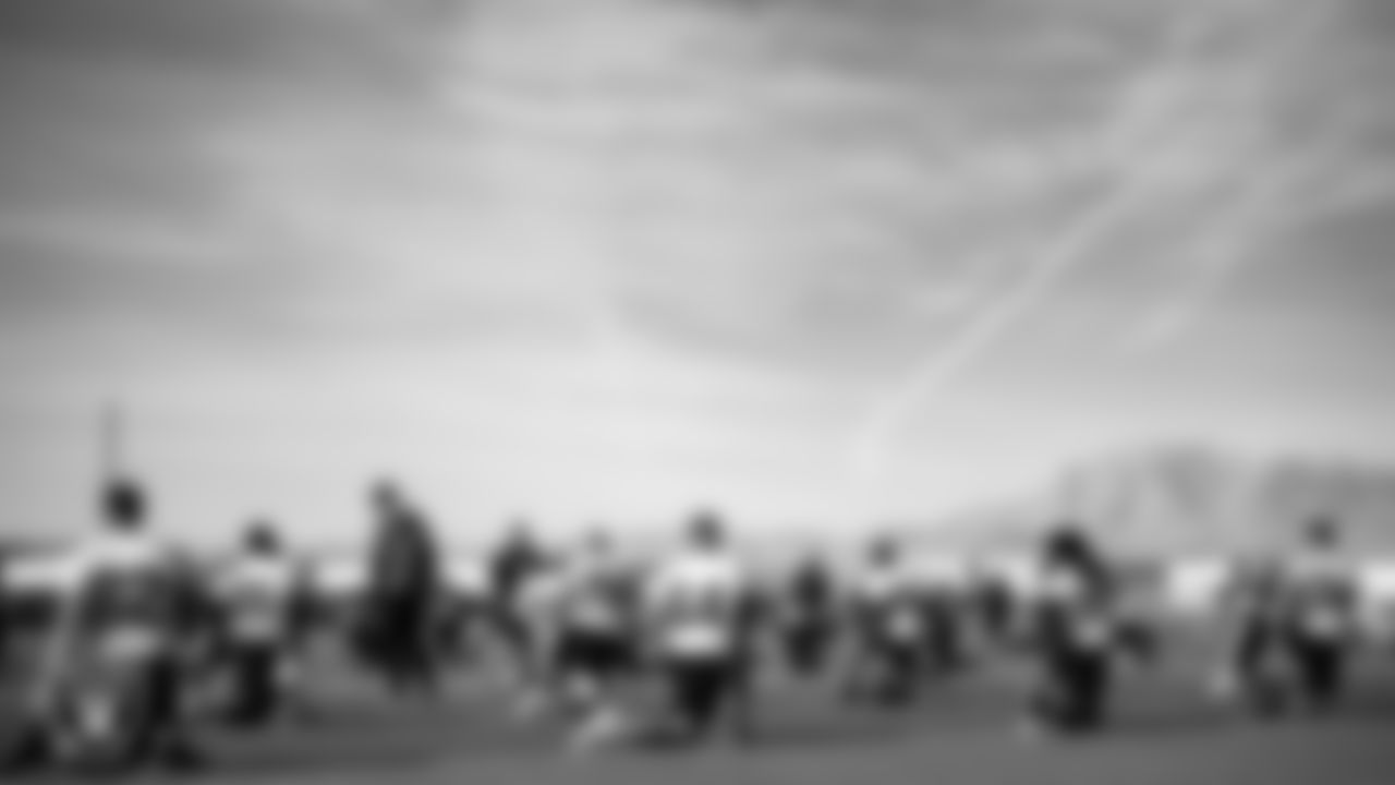 Las Vegas Raiders players and coaches at a workout during phase two of the offseason program.