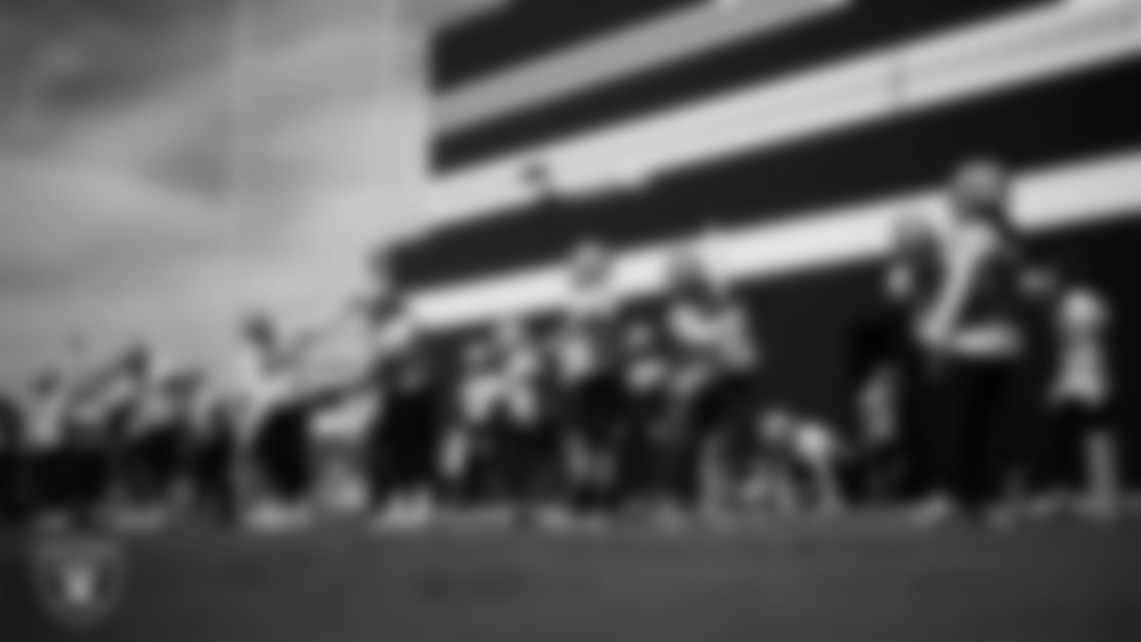 The Las Vegas Raiders offense during practice at Intermountain Health Performance Center.