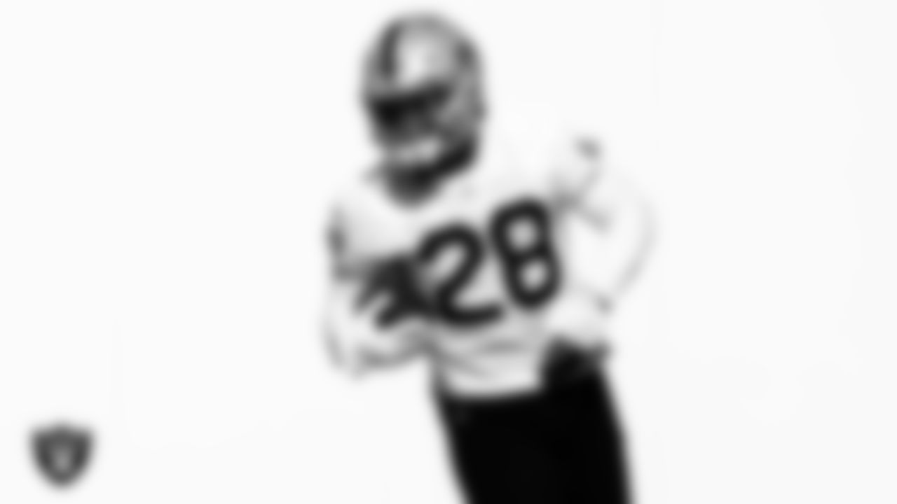 Las Vegas Raiders running back Josh Jacobs (28) during practice.