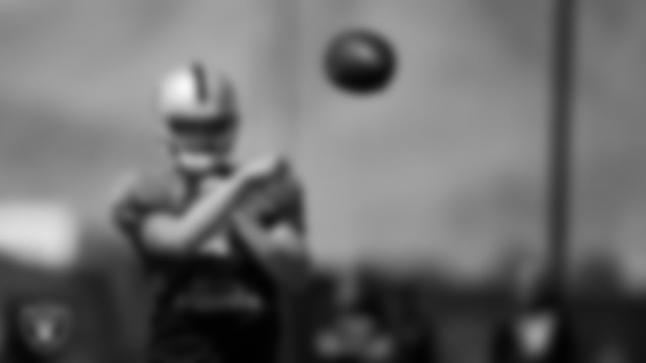 Las Vegas Raiders quarterback Derek Carr (4) on the field for practice at 2022 Training Camp at Intermountain Healthcare Performance Center.