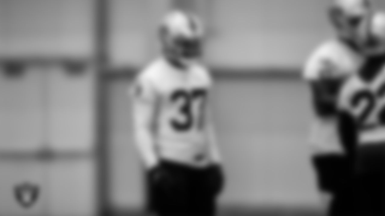 Las Vegas Raiders safety Tyree Gillespie (37) during practice at Intermountain Healthcare Performance Center.