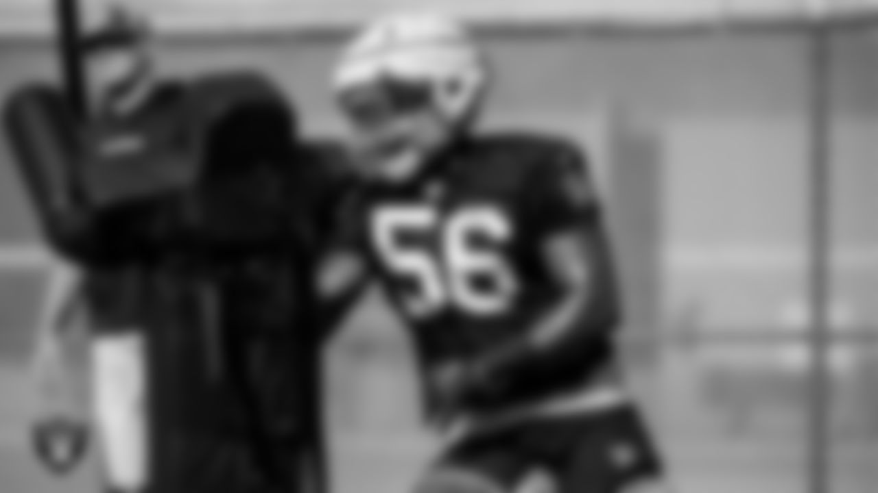 Las Vegas Raiders defensive end Gerri Green (56) on the field for practice at 2022 Training Camp at Intermountain Healthcare Performance Center.