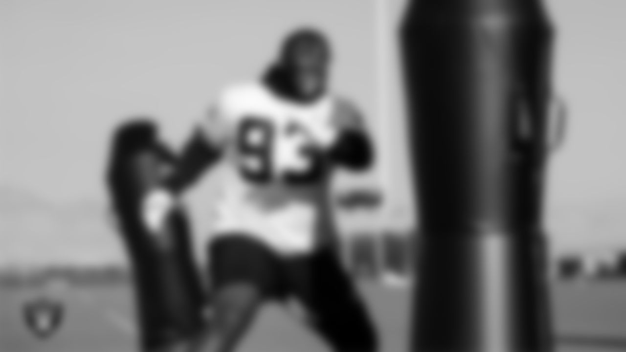 Las Vegas Raiders defensive tackle Daniel Ross (93) on the field for a walk through at 2020 Training Camp.