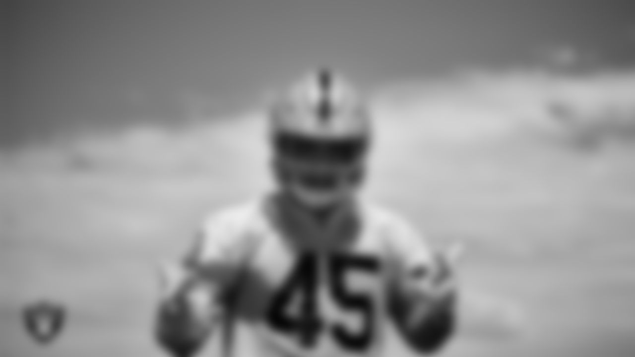 Las Vegas Raiders fullback Alec Ingold (45) at an Organized Team Activity (OTA).