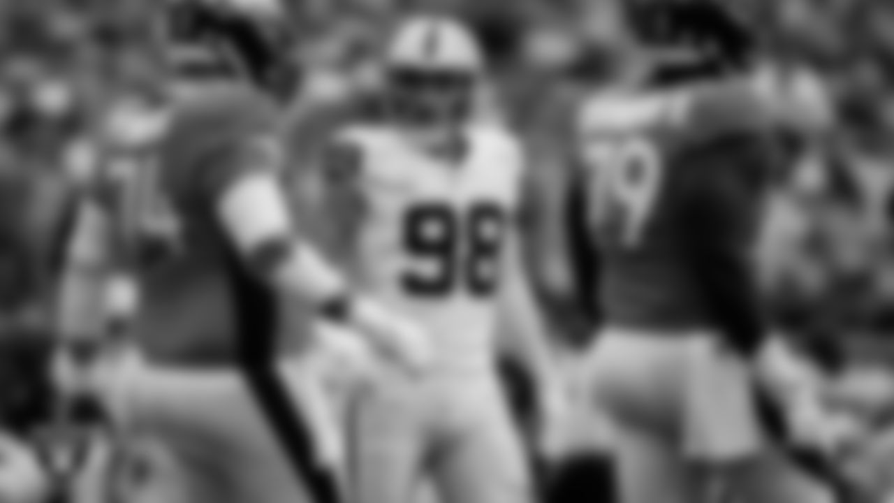 Las Vegas Raiders defensive end Maxx Crosby (98) during the regular season away game against the Denver Broncos at Empower Field at Mile High.