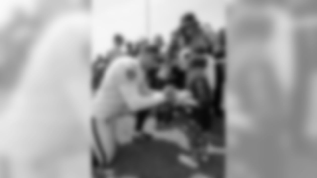Oakland Raiders placekicker Giorgio Tavecchio (2) signs autographs for fans after practice at 2018 Training Camp at The Oakland Raiders Napa Valley Training Complex, Sunday, July 29, 2018, in Napa, California.