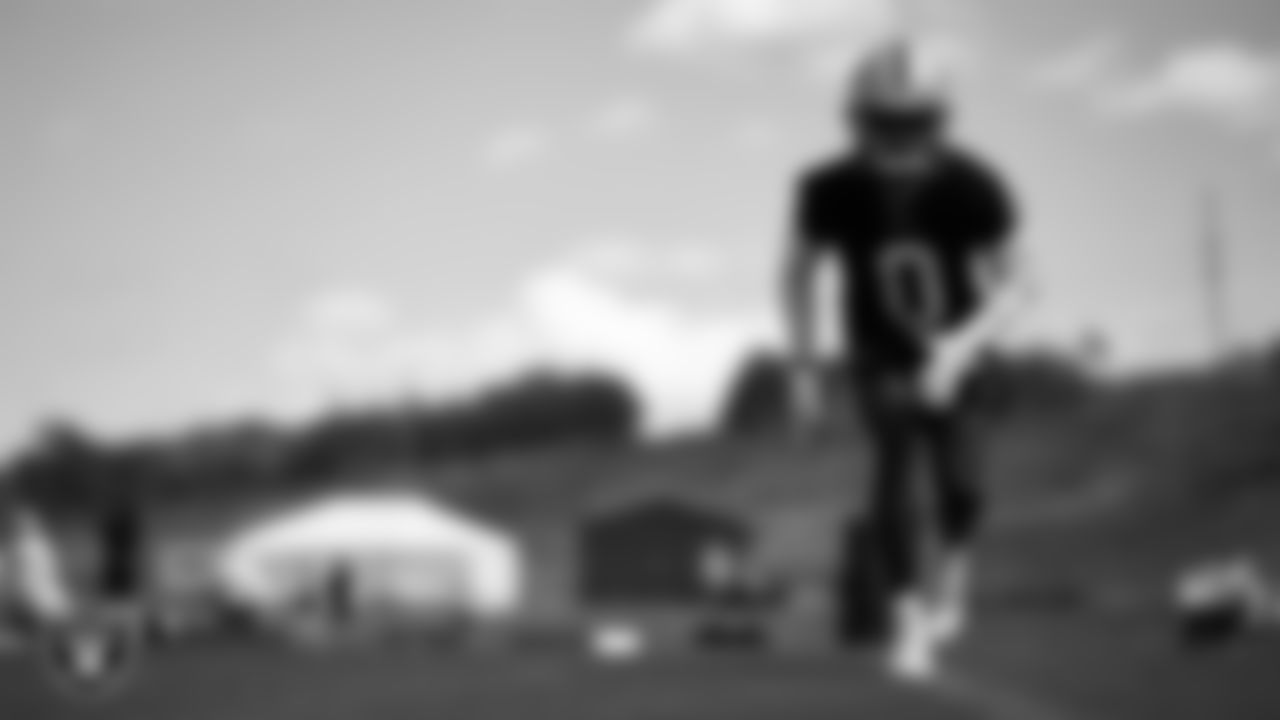 Las Vegas Raiders cornerback Jakorian Bennett (0) during practice at The Greenbrier Sports Performance Center.