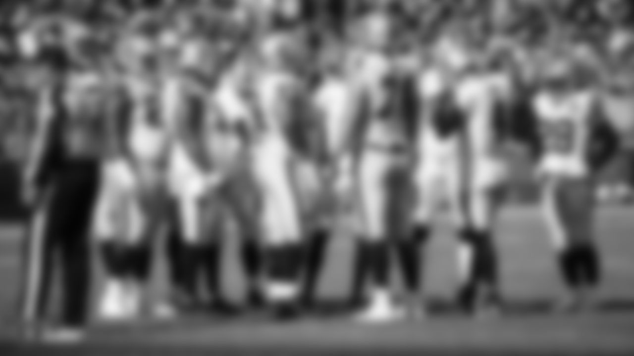The Raiders' offense during the regular season game against the Green Bay Packers at Lambeau Field.