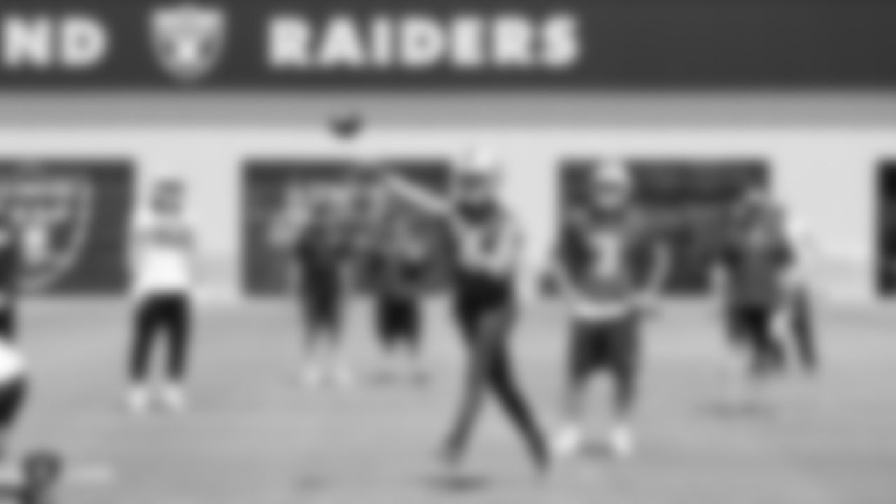 Raiders quarterback Derek Carr (4) at an Organized Team Activity (OTA) at the Raiders Practice Facility in Alameda, Calif.