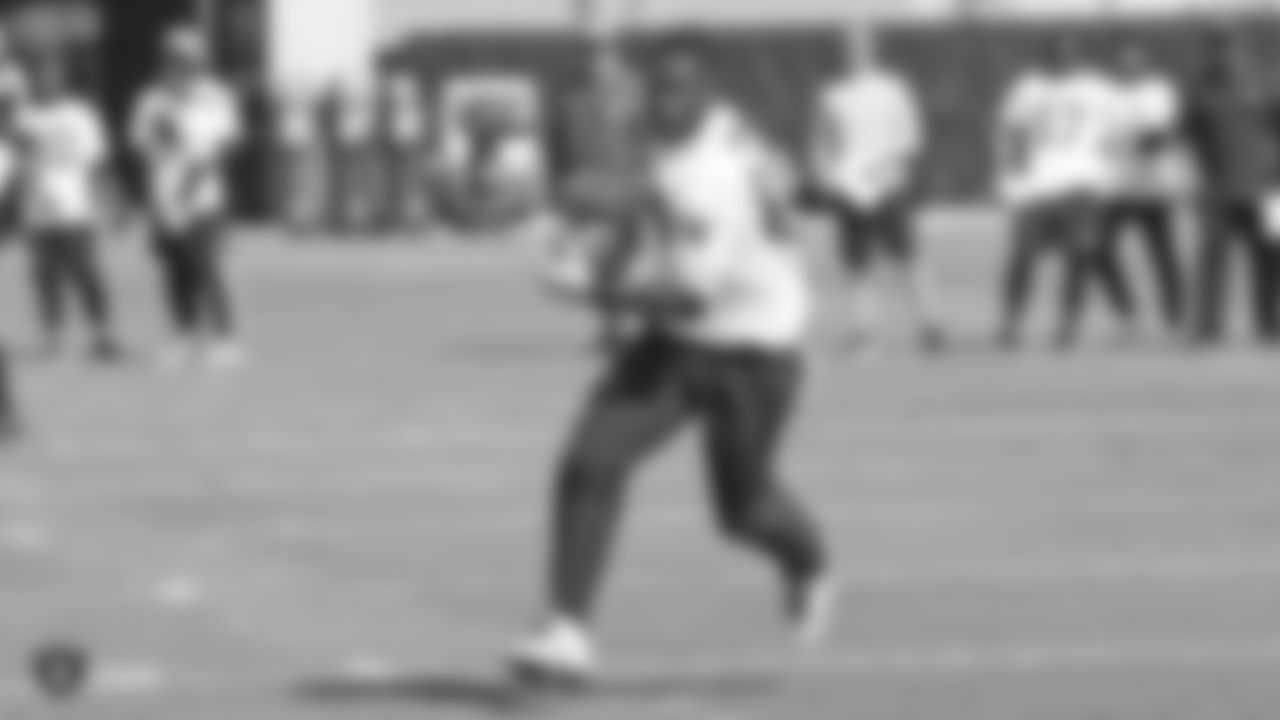 Raiders wide receiver Antonio Brown (84) at a workout during phase two of the offseason program at the Raiders Practice Facility in Alameda, Calif.