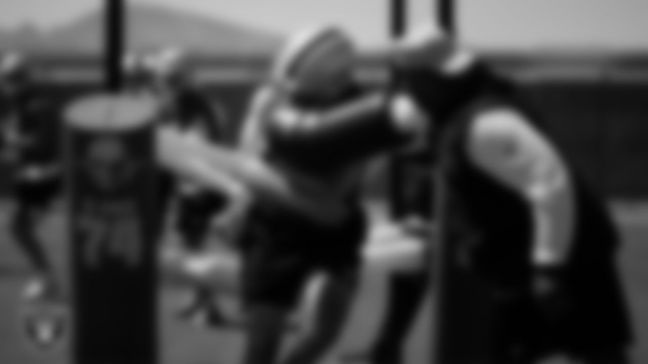 Las Vegas Raiders quarterback Derek Carr (4) at an Organized Team Activity (OTA).