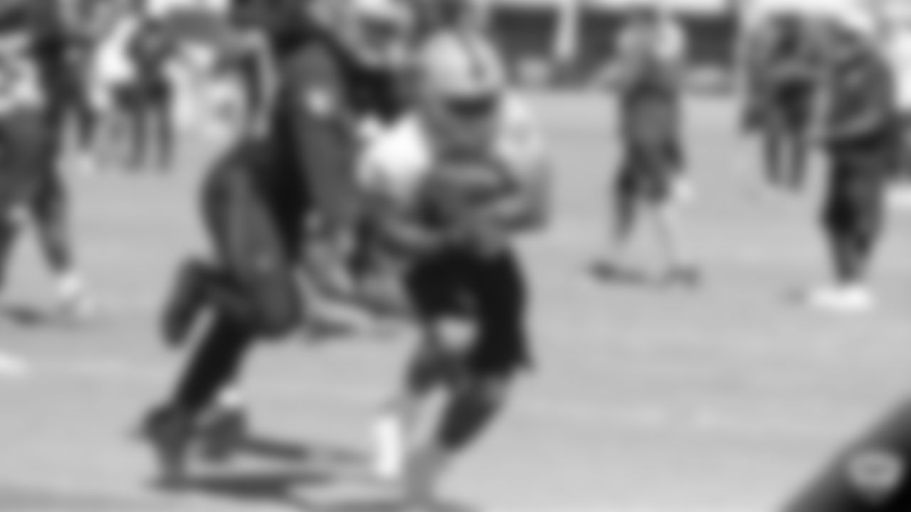Raiders running back Doug Martin (22) on the field for practice at 2019 Training Camp.
