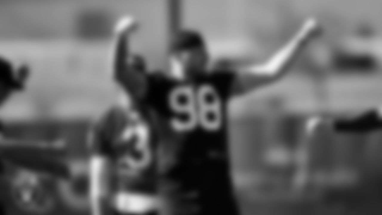 Las Vegas Raiders defensive end Maxx Crosby (98) at a workout during phase two of the offseason program.