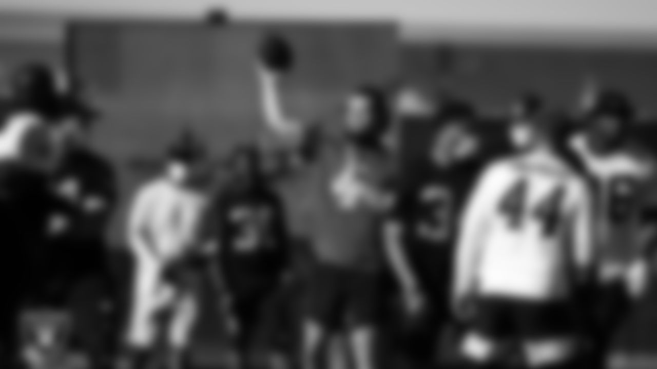 Las Vegas Raiders quarterback Derek Carr (4) on the field for a walk through at 2020 Training Camp.