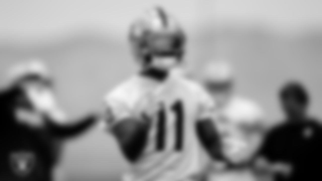 Las Vegas Raiders wide receiver Henry Ruggs III (11) at an Organized Team Activity (OTA).