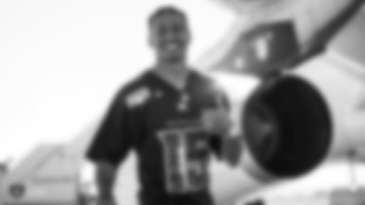 Raiders wide receiver Trevor Davis (11) departs for the game against the Houston Texans.