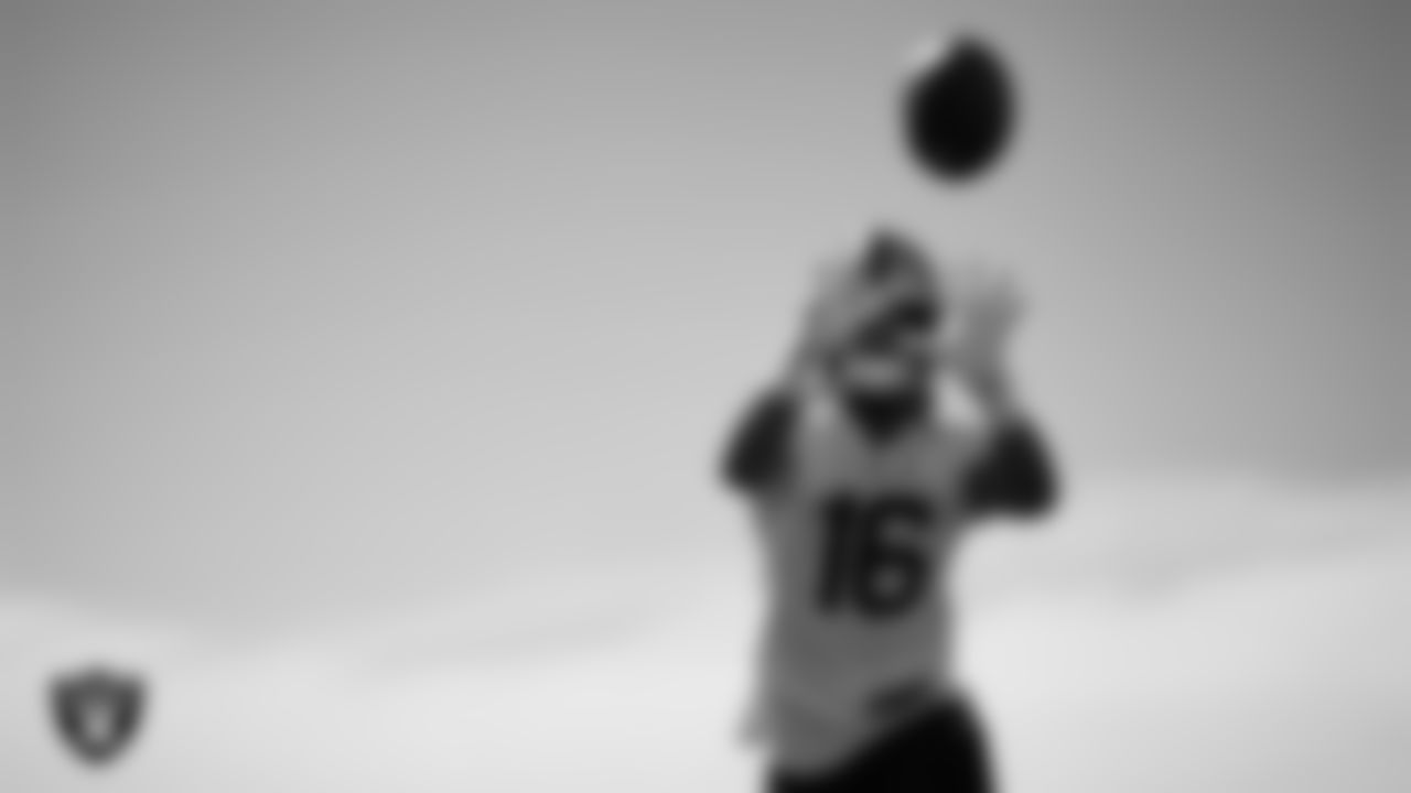 Las Vegas Raiders wide receiver Jakobi Meyers (16) during practice at Intermountain Health Performance Center.