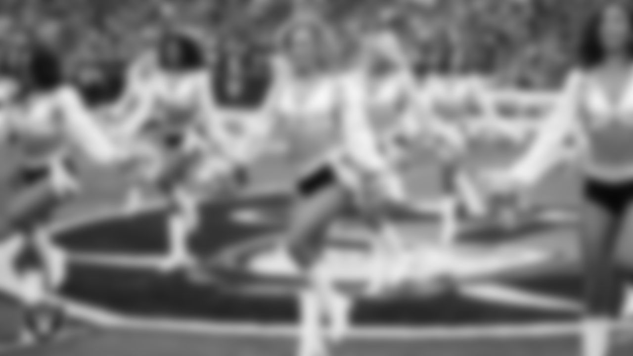 Raiderette Taylor performs on the field before the regular season home game against the Indianapolis Colts at Allegiant Stadium.