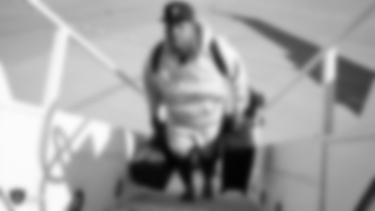 Raiders tackle Trent Brown (77) departs for the game against the New York Jets.