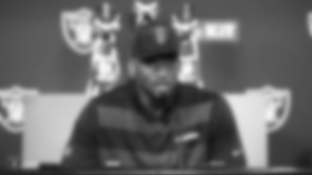 Raiders 1st round draft picks defensive end Clelin Ferrell, running back Josh Jacobs, and safety Johnathan Abram at a press conference following their selection in the 2019 NFL Draft at the Raiders Practice Facility in Alameda, Calif.
