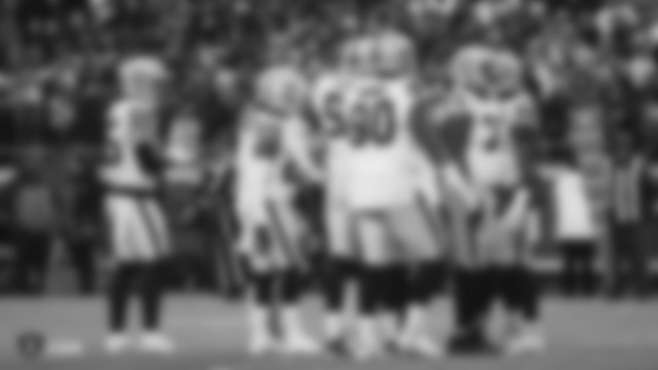 The Raiders defense during the regular season game against the Kansas City Chiefs at Arrowhead Stadium.