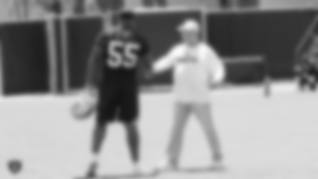 Raiders linebacker Vontaze Burfict (55) and owner Mark Davis at a Mandatory Minicamp at the Raiders Practice Facility in Alameda, Calif.