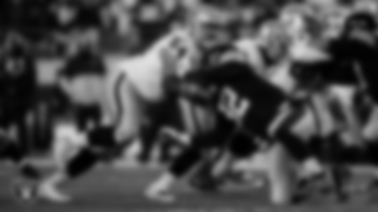 Las Vegas Raiders guard Alex Bars (64) during the regular season away game against the Pittsburgh Steelers at Acrisure Stadium.