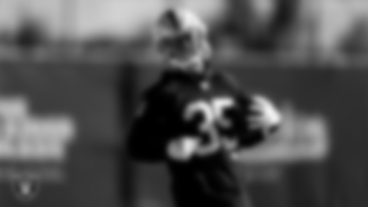 Las Vegas Raiders running back Theo Riddick (35) during practice at Intermountain Healthcare Performance Center.