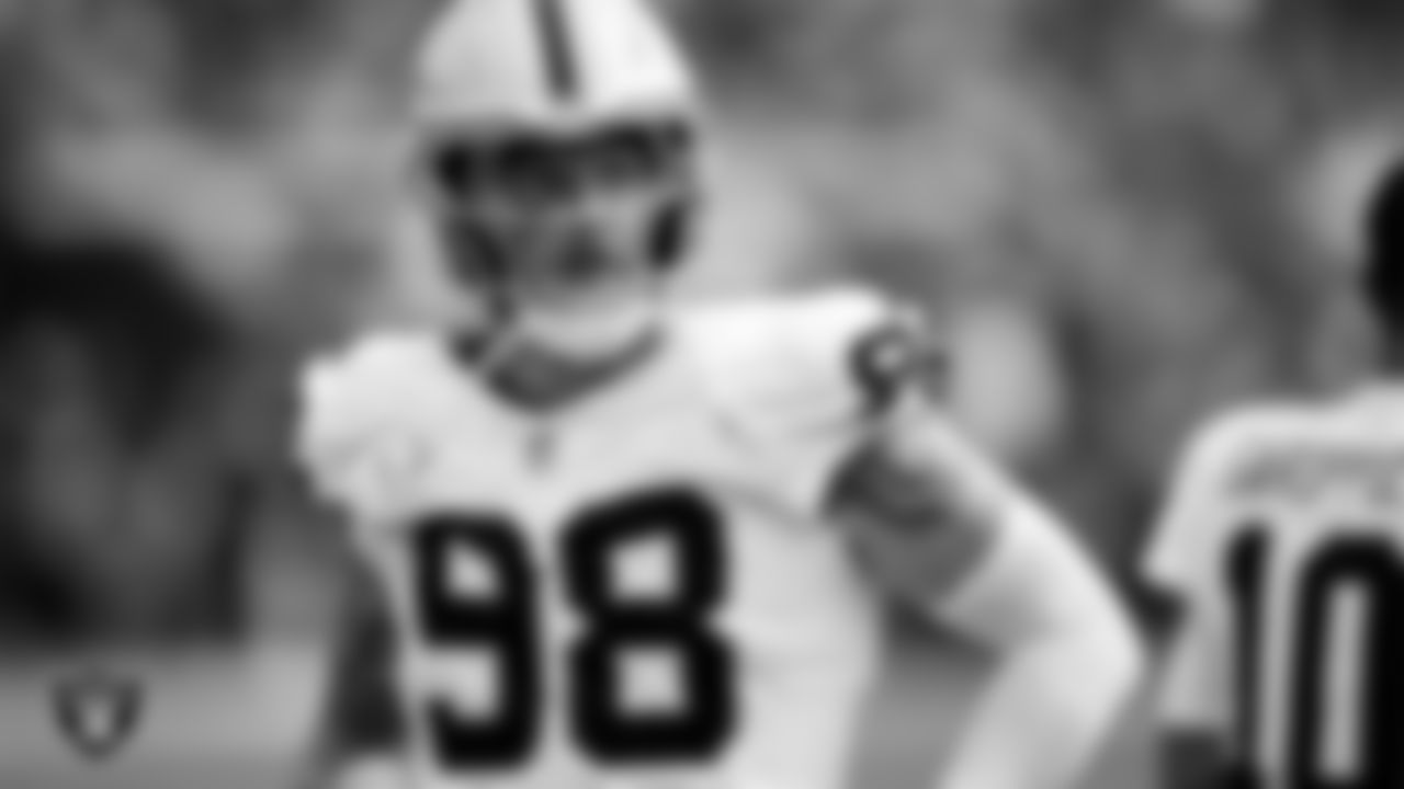Las Vegas Raiders defensive end Maxx Crosby (98) during the regular season away game against the Buffalo Bills at Highmark Stadium.