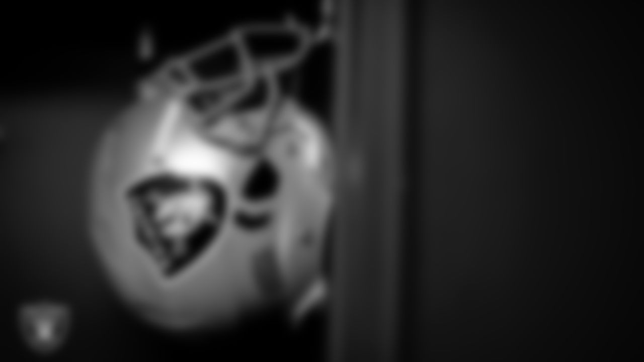The Raiders locker room before the regular season game against the New England Patriots at Gillette Stadium.