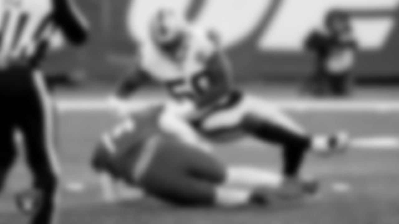 Las Vegas Raiders linebacker Nicholas Morrow (50) during the regular season game against the New York Jets at MetLife Stadium.