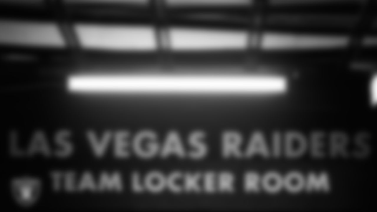 Las Vegas Raiders signage around Allegiant Stadium before the preseason home game against the New England Patriots.