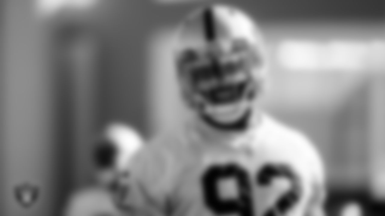 Las Vegas Raiders defensive end Chris Smith (92) during practice.