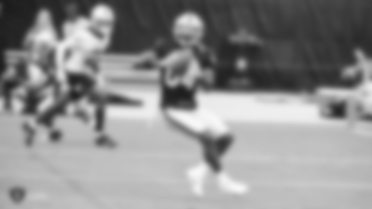 Raiders wide receiver Antonio Brown (84) on the field for a preseason practice.