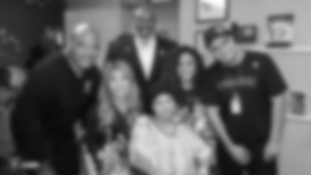The Raiders, represented by alumni Chris McLemore and Roy Hart, and the Raiderettes, travel to University Medical Center of Southern Nevada to visit and interact with young patients and their families, sign autographs, and take photos, Tuesday, November 13, 2018, in Las Vegas, Nevada.