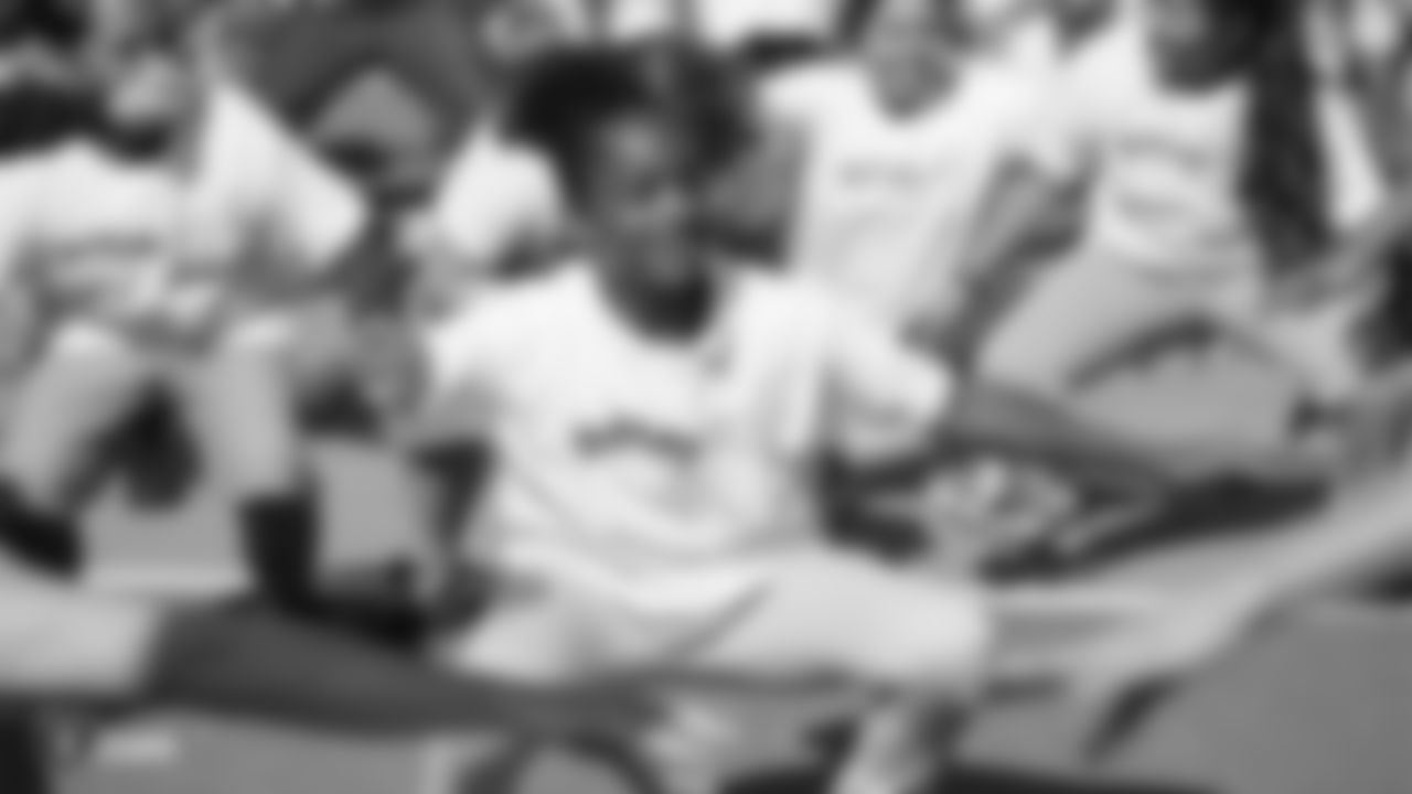 The Oakland Raiders, represented by players Alec Ingold, Isaiah Johnson, Trent Sieg, Darren Waller, and Kyle Wilber, along with the Raiderettes, collaborate with Playworks to promote Play 60's message to students of being active for sixty minutes everyday.