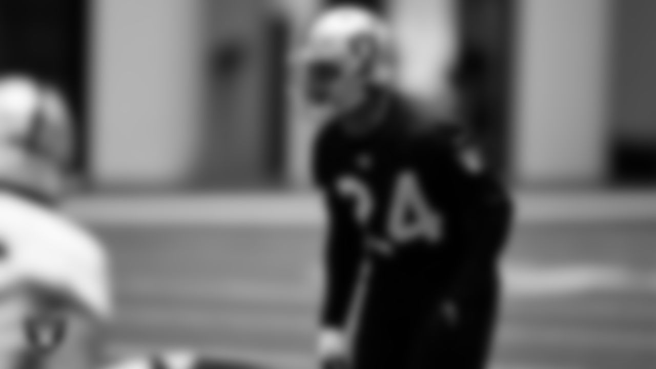 Las Vegas Raiders safety Johnathan Abram (24) during practice at Intermountain Healthcare Performance Center.