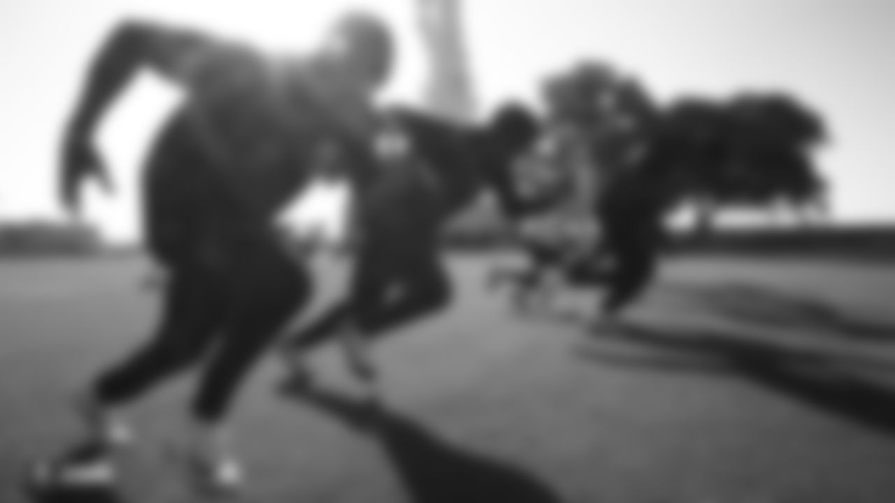 Raiders players at a workout during phase one of the offseason program at the Raiders Practice Facility in Alameda, Calif.