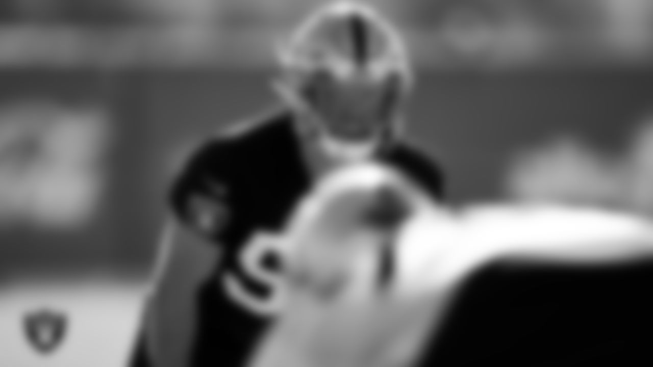 Las Vegas Raiders linebacker Will Compton (57) during practice at Intermountain Healthcare Performance Center.