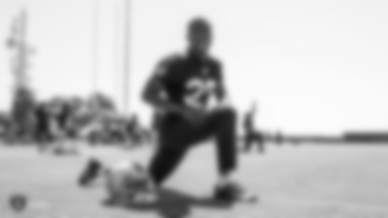 Raiders cornerback Trayvon Mullen (27) at an Organized Team Activity (OTA) at the Raiders Practice Facility in Alameda, Calif.