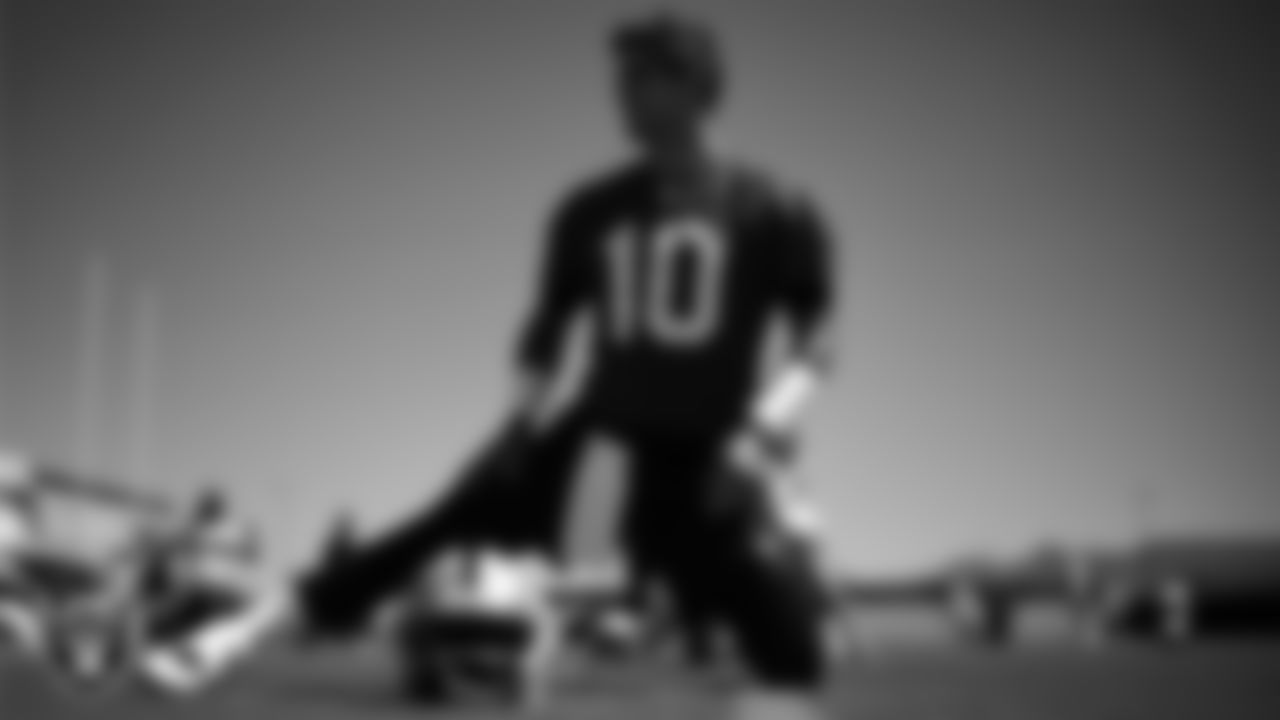 Las Vegas Raiders quarterback Jimmy Garoppolo (10) during practice at Intermountain Health Performance Center.