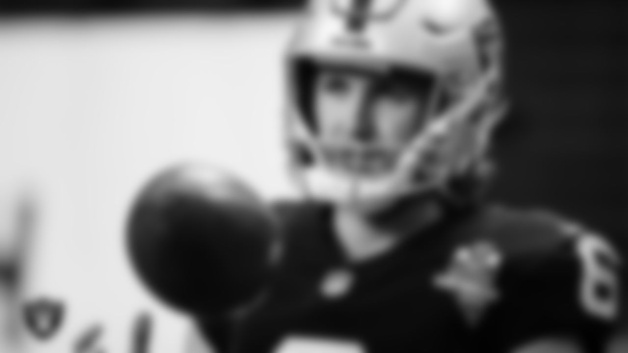 Las Vegas Raiders punter AJ Cole (6) on the sidelines during the Las Vegas Raiders regular season home game against the Tampa Bay Buccaneers.