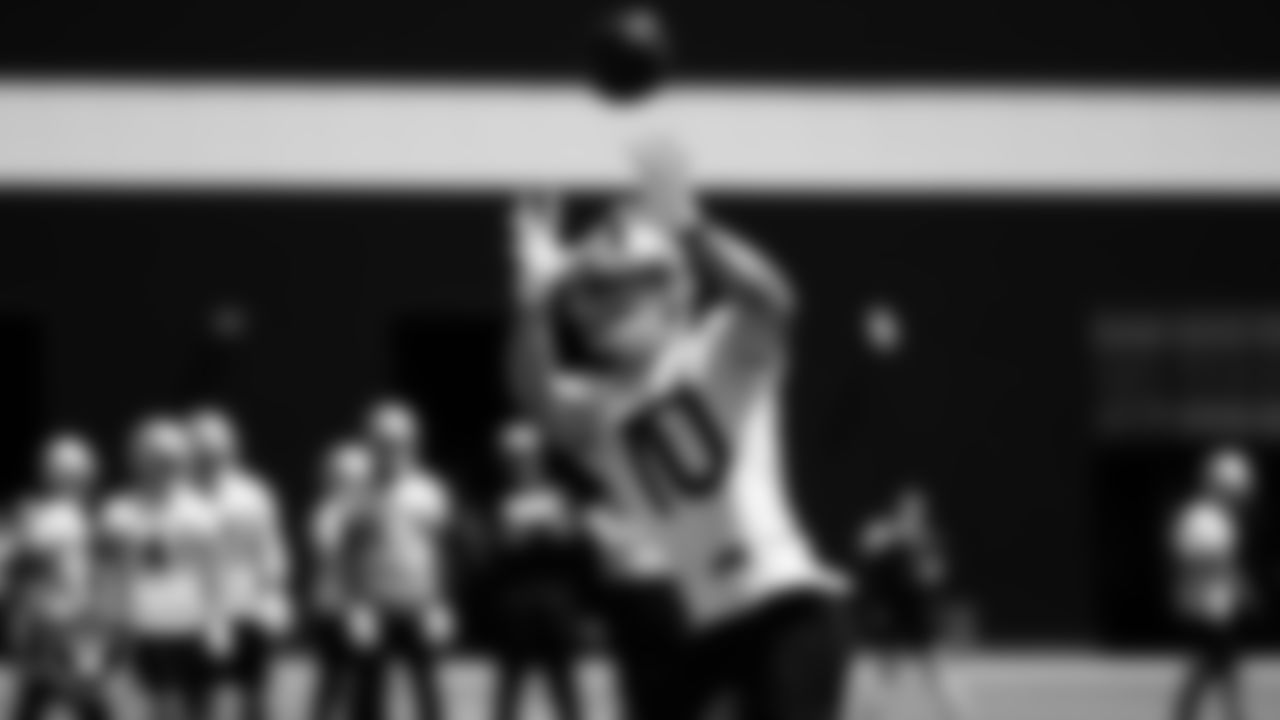 Las Vegas Raiders wide receiver Caleb Scott (10) at an Organized Team Activity (OTA).