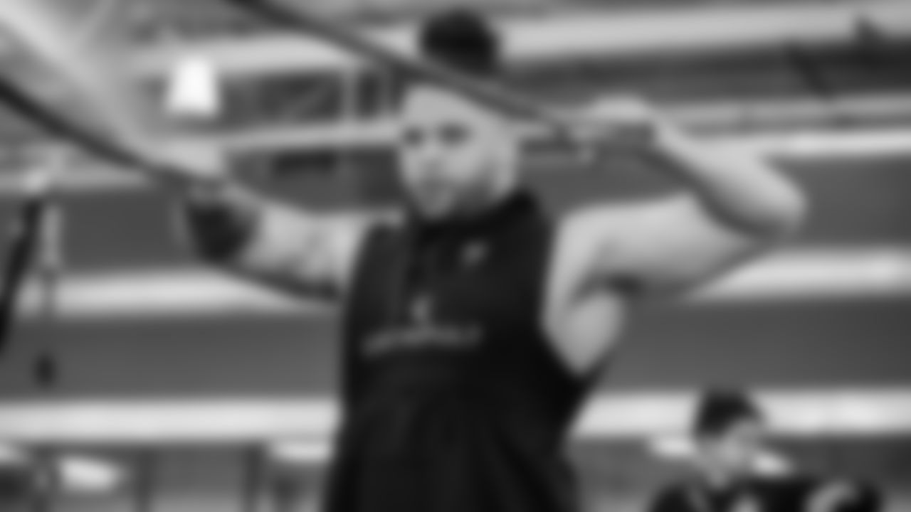 Raiders fullback Keith Smith at a workout during phase one of the offseason program at the Raiders Practice Facility in Alameda, Calif.