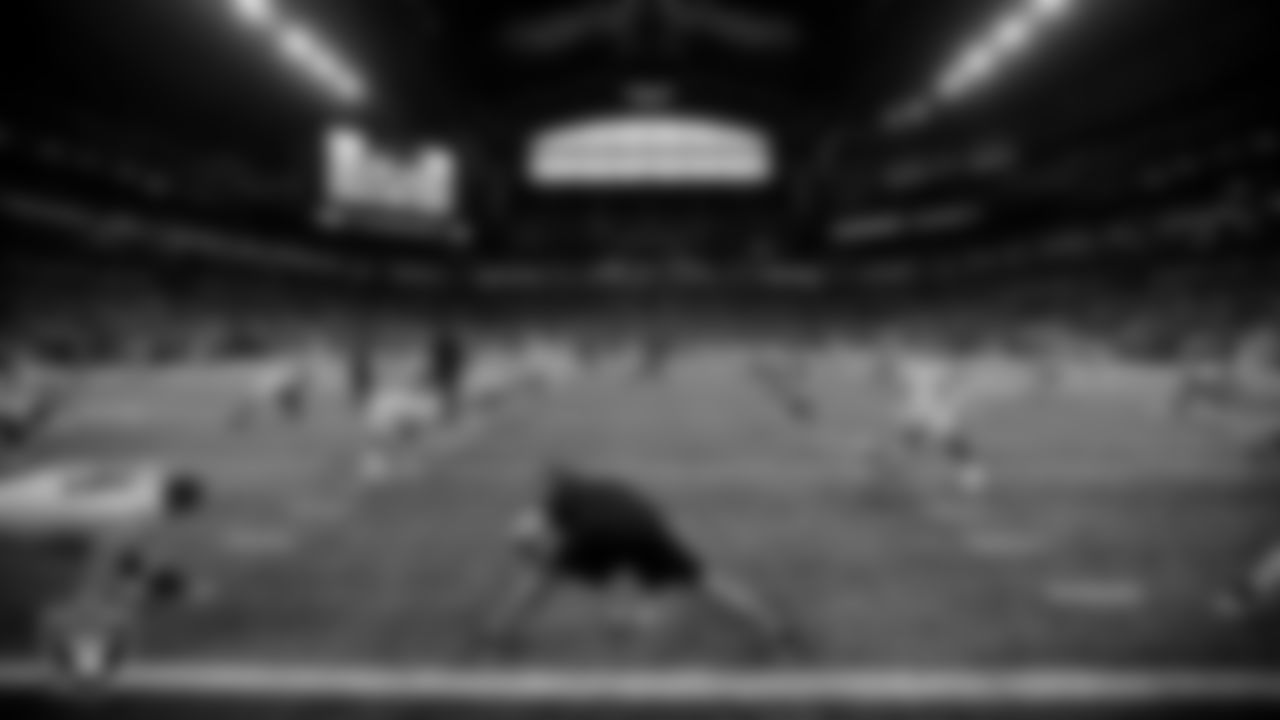 The Las Vegas Raiders warming up before the regular season away game against the Indianapolis Colts.