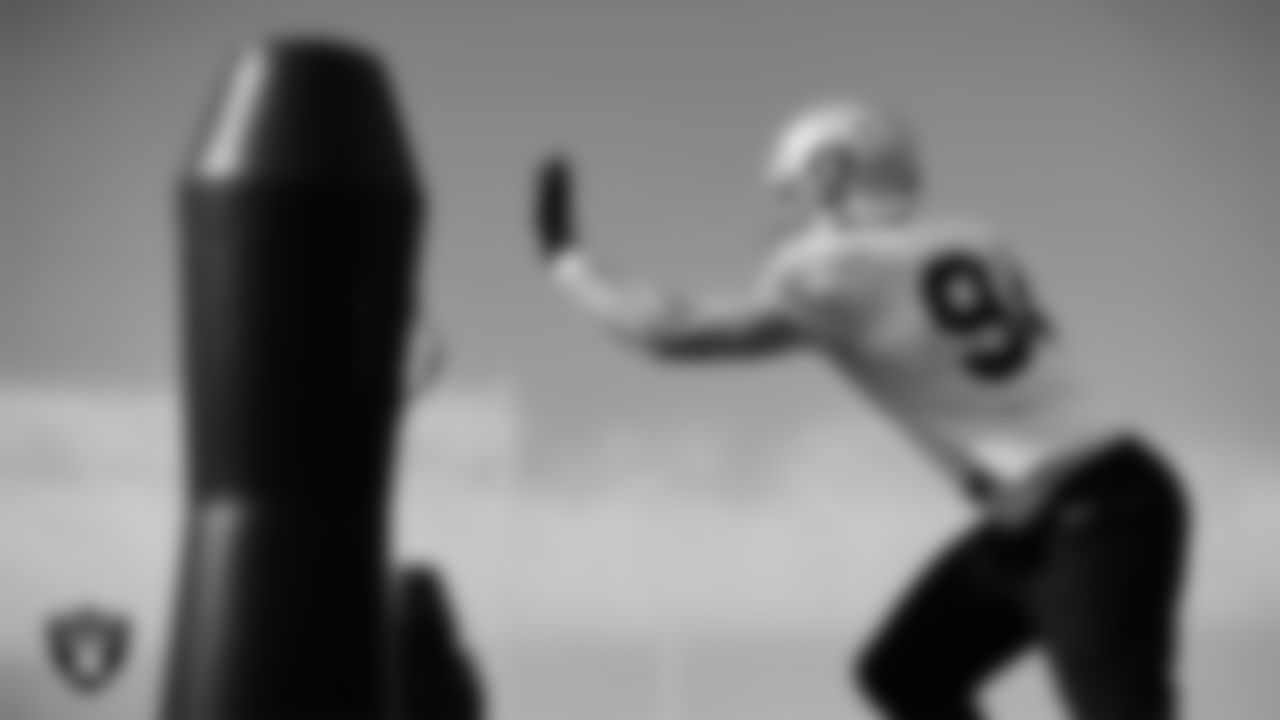 Las Vegas Raiders defensive end Carl Nassib (94) during practice at Intermountain Healthcare Performance Center.